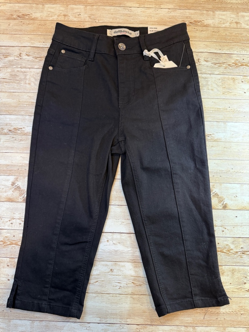 Dollhouse Black Cropped Ankle-Seam Jeans